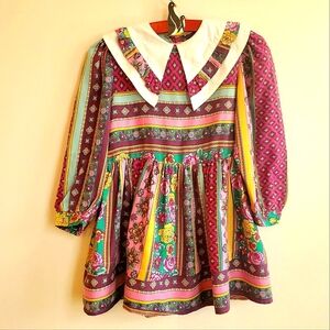 Vintage Long Sleeve Colorful Design Dress size 6